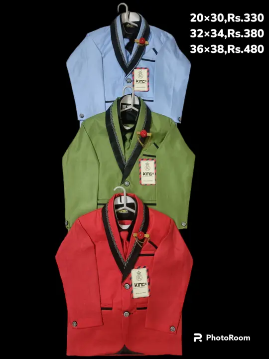 Post image Kids Coat Suit 3 Pcs, 

20×30 Size.Rs.350

32×34 Size. Rs.400

36×38 Size. Rs.500