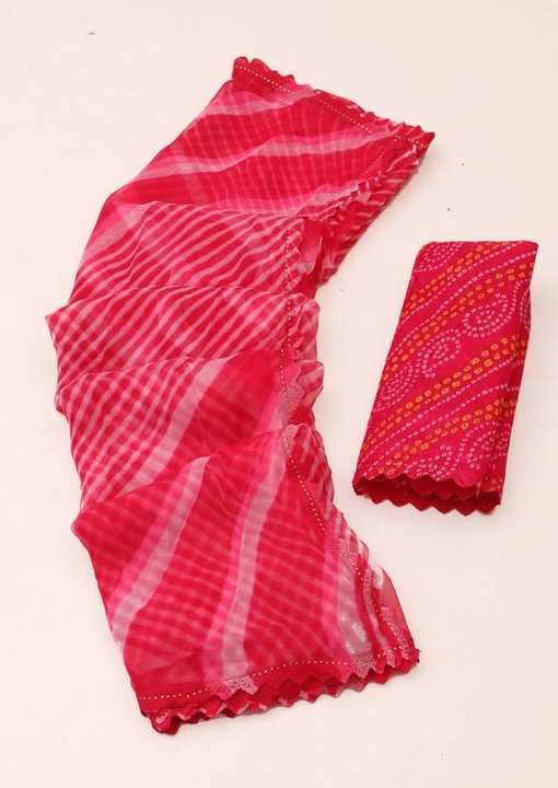 Niharika fabric heavy simar leheriya designs 6 colour matching available jk uploaded by Maruti Textile Agency on 8/2/2023