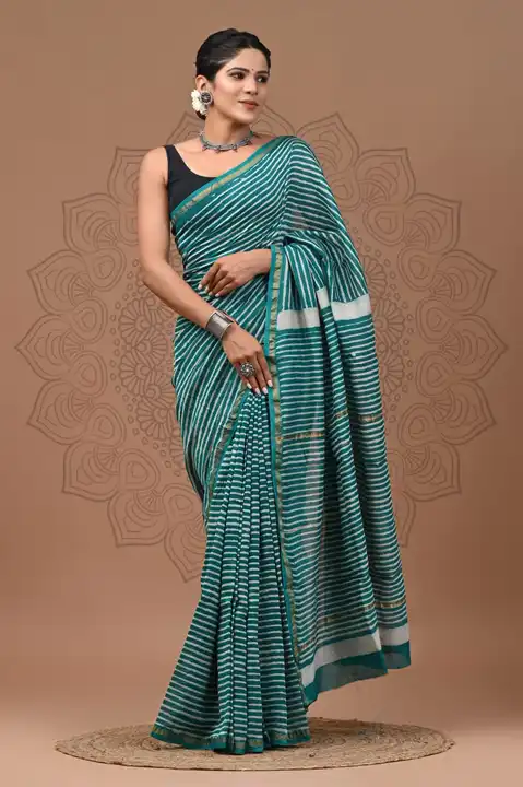 Bagru Hend block printed Chanderi silk sarees  uploaded by NR Collection on 8/2/2023