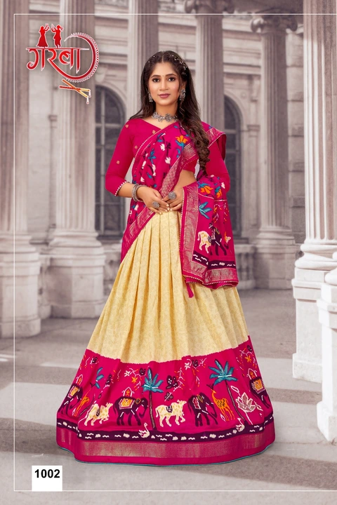 Indian women,Lehenga choli Big border 4 colour matching available  uploaded by Maruti Textile Agency on 8/2/2023