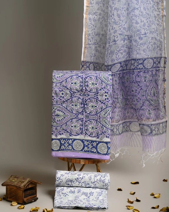 Bagru Hend block printed cotton dress material with Kota Doriya Dupatta  uploaded by NR Collection on 8/2/2023