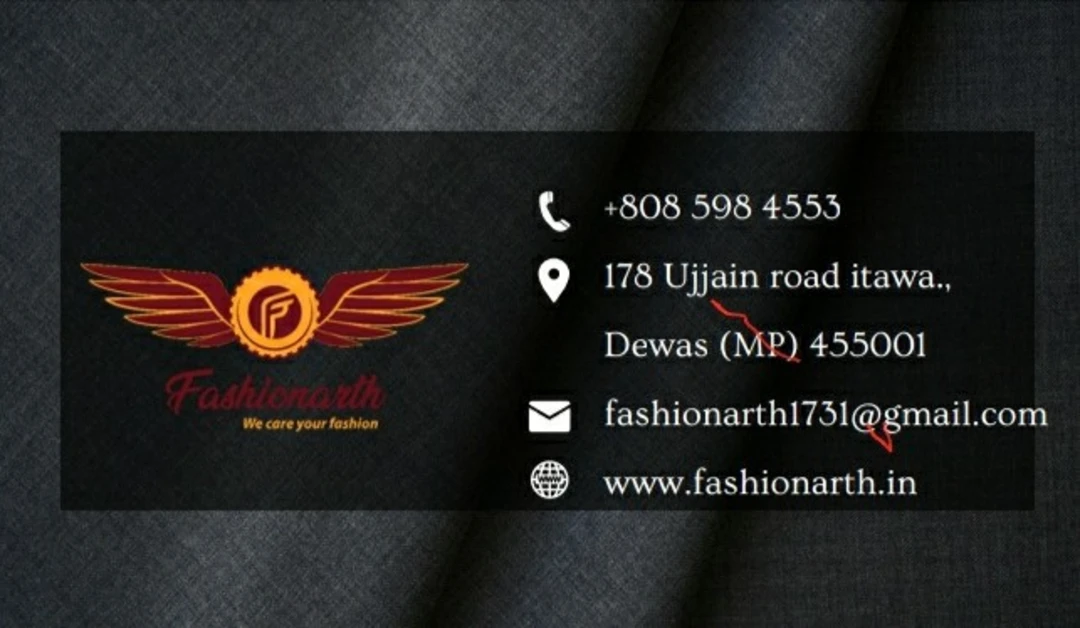 Visiting card store images of Fashionarth & Co.