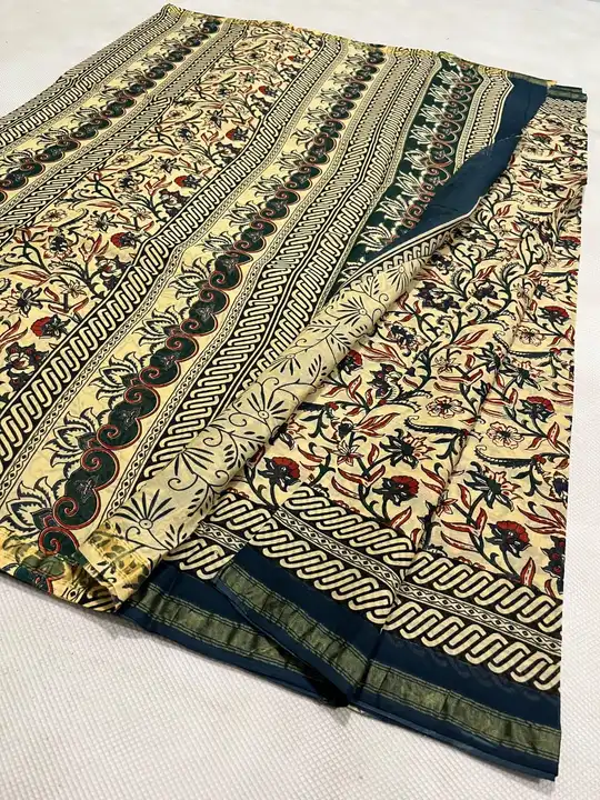 Handblock natural dye fancy kalamkari print mulmul cotton chanderi saree  uploaded by Chanderi ethnic world on 8/2/2023