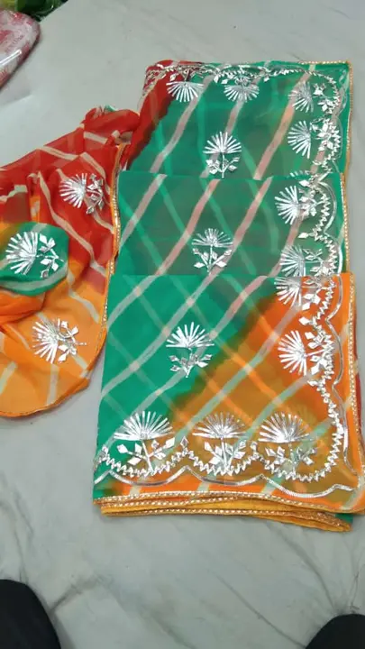 *🛒NEWLY LAUNCHED COLLECTION 🛒  FANCY 60 GM JOGREAT LEHARYA GOTA BODER WORK 
Sipaslai   OR  FANCY C uploaded by Gotapatti manufacturer on 8/3/2023