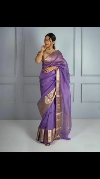 ORGANZA FABRIC SAREE

ZARI PALLU BORDER

WITH BLOUSE

PRICE 450+$ uploaded by Gotapatti manufacturer on 8/3/2023