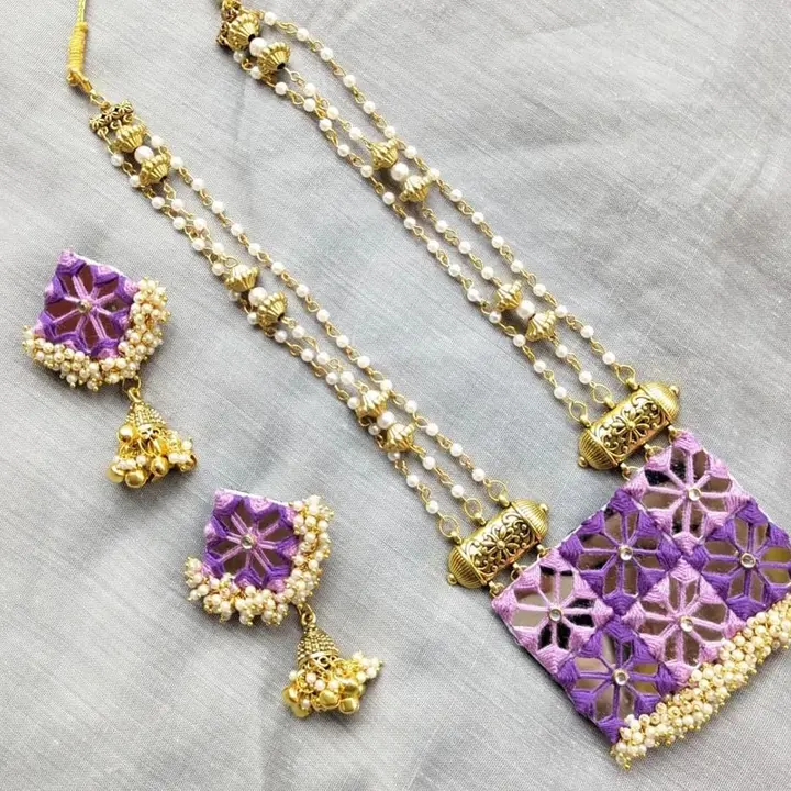 Embroidery jewellery set uploaded by business on 8/3/2023