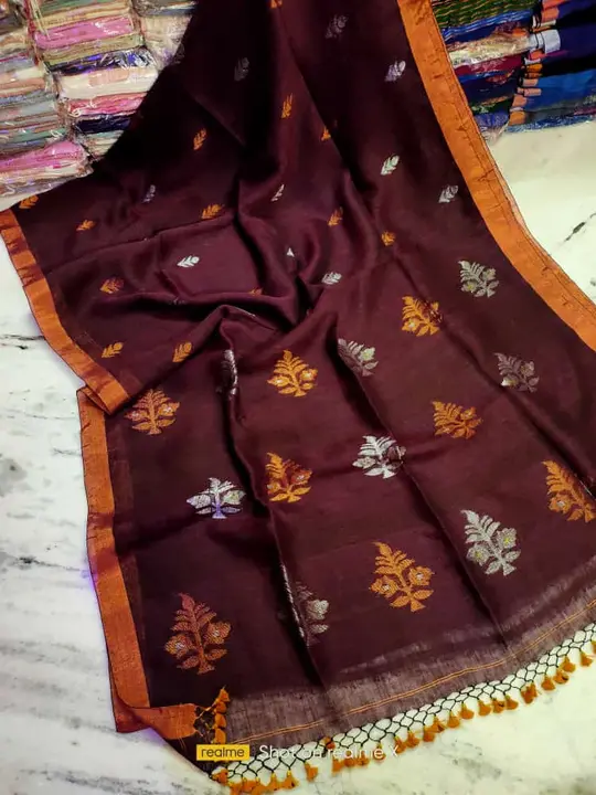 Cotton Linen Jamdani Saree With Blouse Piece  uploaded by BSB HANDLOOM on 8/3/2023