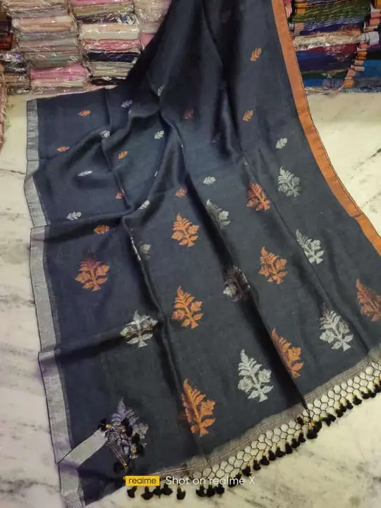Cotton Linen Jamdani Saree With Blouse Piece  uploaded by BSB HANDLOOM on 8/3/2023