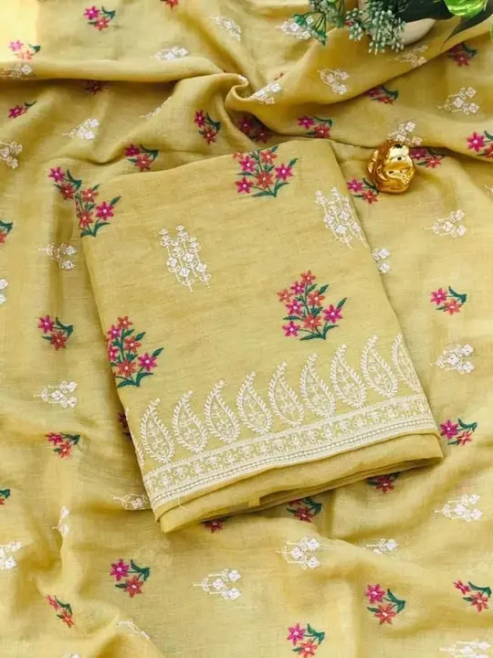 Cotton Slub embroidery work suit set  uploaded by Ashraf Export on 8/3/2023