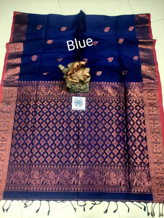 Copper Zari All Over Work Linen Jamdani Saree With Blouse Piece  uploaded by business on 8/3/2023
