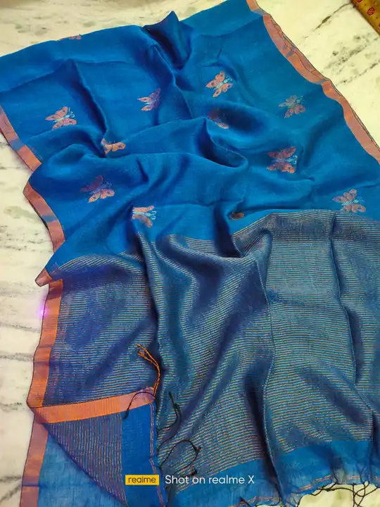 Butterfly Design Linen Jamdani Saree With Blouse Piece  uploaded by business on 8/3/2023