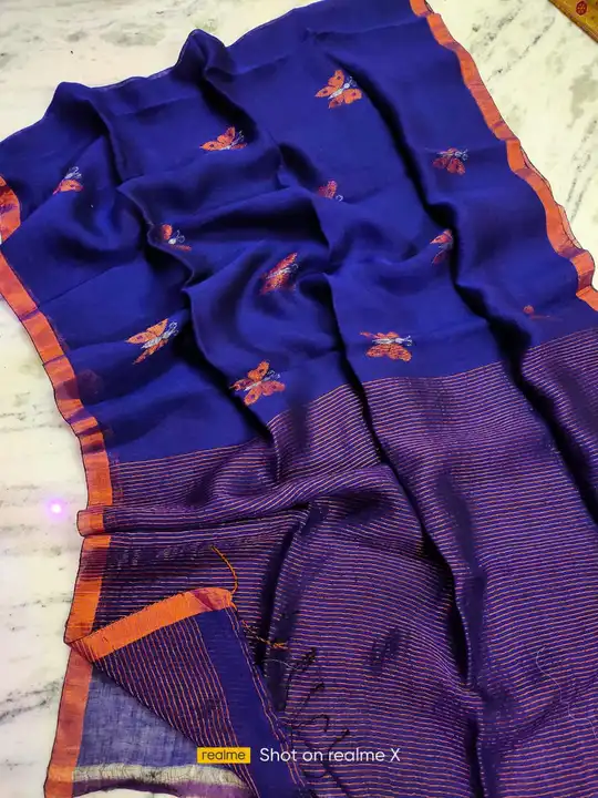 Butterfly Design Linen Jamdani Saree With Blouse Piece  uploaded by BSB HANDLOOM on 8/3/2023