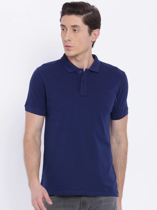 hot button half sleeve polo coller solid navy tshirt for men!  uploaded by business on 8/3/2023