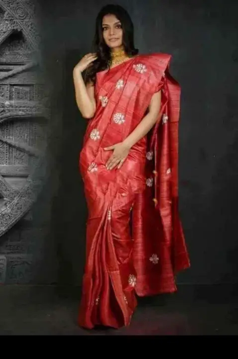 Pure tassar silk full giccha handloom embroidery saree best quality available  uploaded by ALINA HANDLOOM  on 8/3/2023