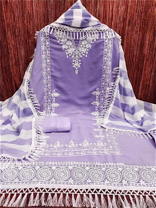 


▪ Top Fabrics:- FOUX JORJET EMBROIDERY WITH  SLEEVES EMBROIDERY work uploaded by Zoya Fabrics on 8/3/2023