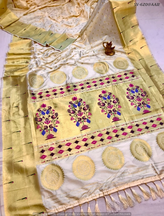 Pure litchi silk sarees uploaded by Suyukti Creation on 8/3/2023