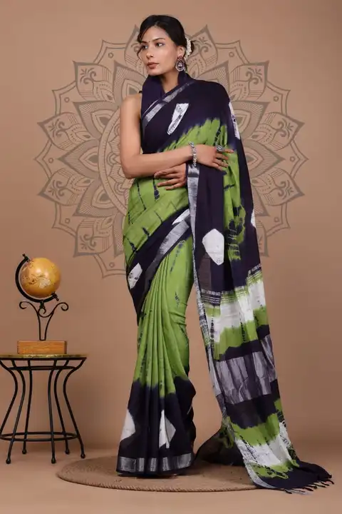 Hand block printed linen saree uploaded by business on 8/3/2023
