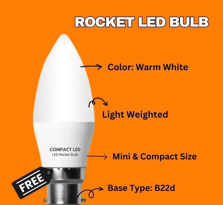 COMPACT 9W B22 Base Cool day LED Bulb Light Pack of 1 with 5W LED Candle Light Pack of 1 Free Combo
 uploaded by JALIYAN SALES on 8/3/2023