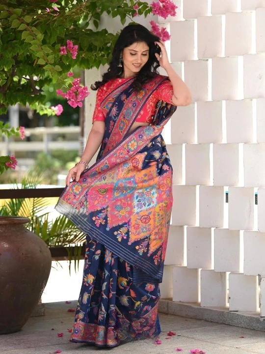 Rich pallu with allovar flower design saree uploaded by Dhananjay Creations Pvt Ltd. on 8/3/2023
