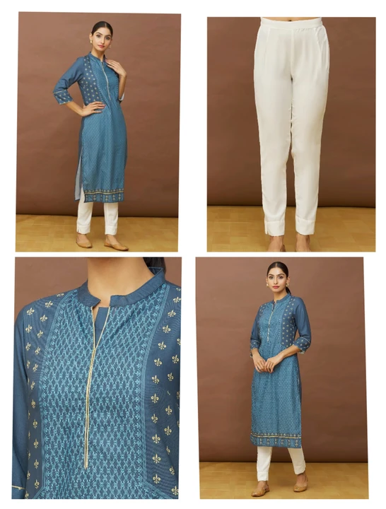 Blue Rayon High Neck Kurta With Pant   uploaded by business on 8/3/2023