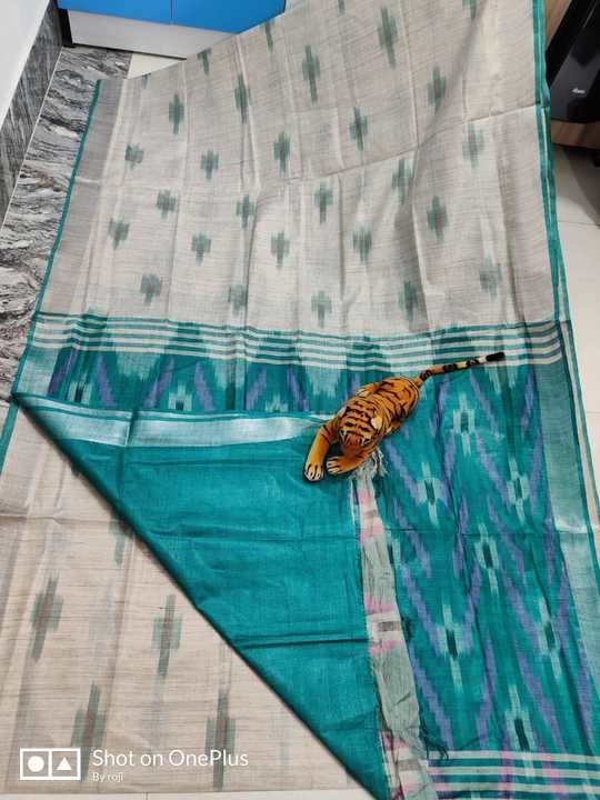 Semi linen ikkath handloom saree with pallu colour combination bp uploaded by business on 3/18/2021