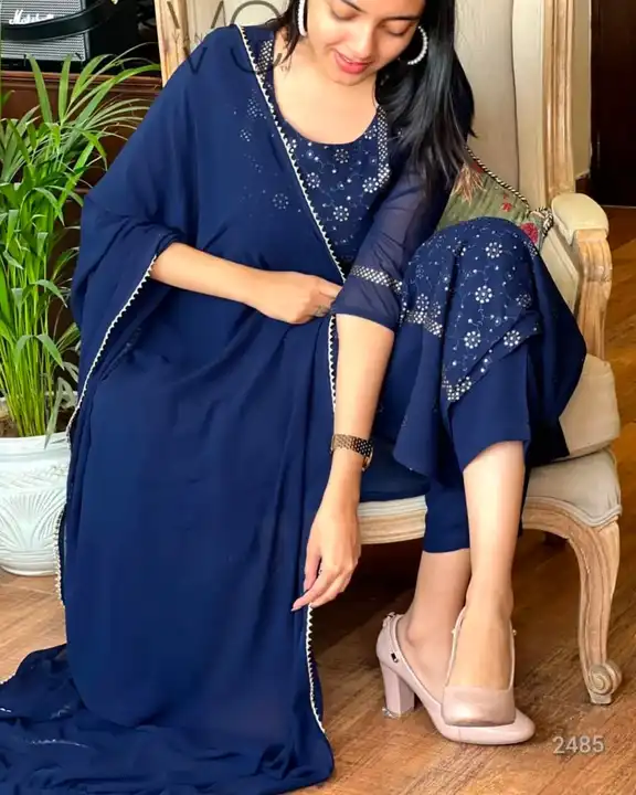 Georgette suit with najmin dupatta  uploaded by B S Creation on 8/3/2023