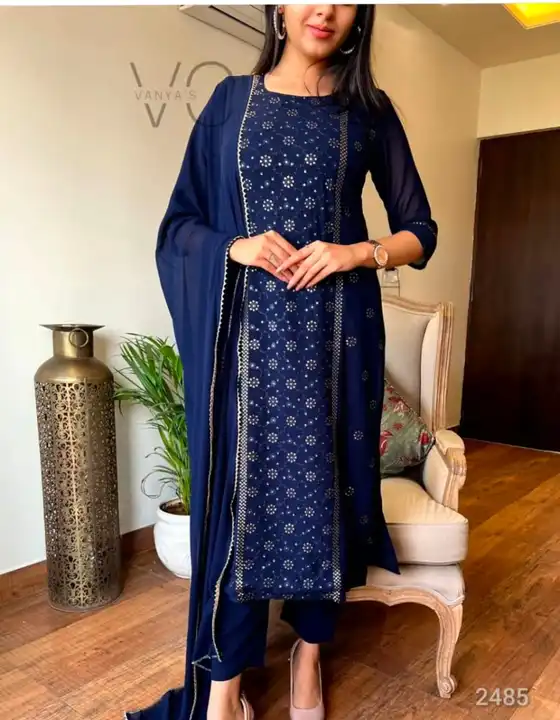 Georgette suit with najmin dupatta  uploaded by B S Creation on 8/3/2023