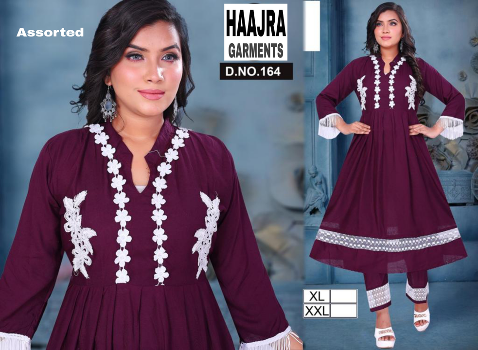 Embroidery Kurti With Pant Contact: 8080771121 uploaded by business on 8/3/2023