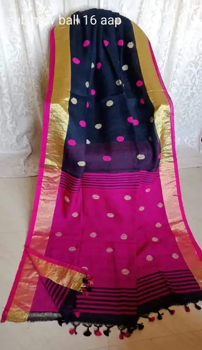 Post image Saree
*_EXCLUSIVE KHADI LINEN BALL_*

Handwoven ball butta work upon pure khadi by linen with running BP.

*PRICE : 800 free ship*

*For fast courier 70 rs extra*