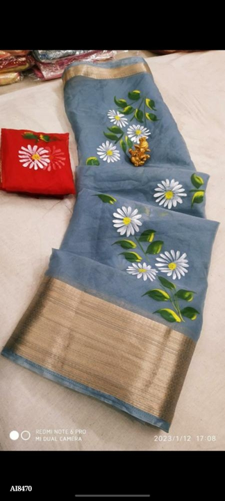 Orgenza febrics saree uploaded by Khatu shyam taxtile on 8/4/2023