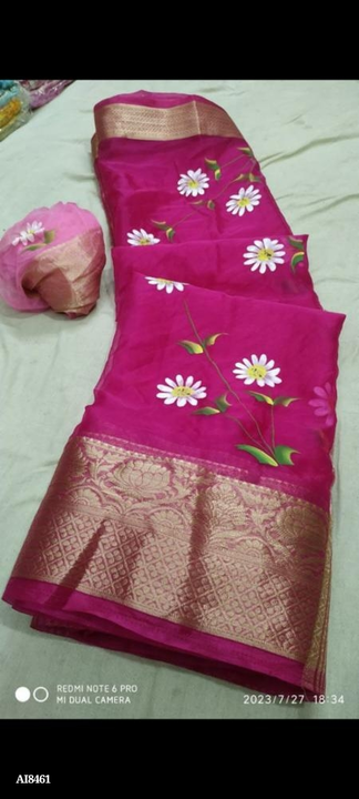 Orgenza febrics saree uploaded by Khatu shyam taxtile on 8/4/2023