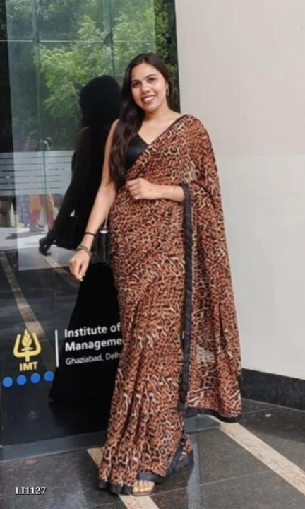 Cheetah print Georgette saree uploaded by business on 8/4/2023