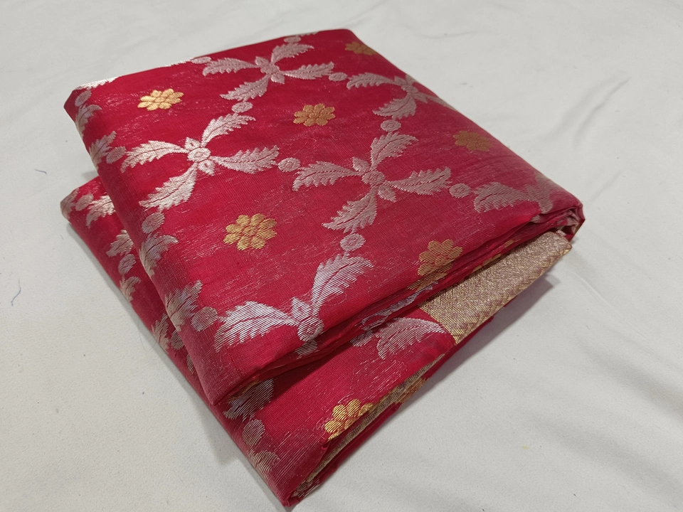 Chanderi Sarees handloom pattu silk saree with blouse design 8871749177 uploaded by Sk handloom chanderi on 8/4/2023