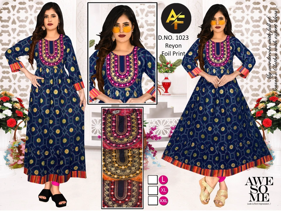 Rayon foil print gown uploaded by ARSHIYA FASHION on 8/4/2023
