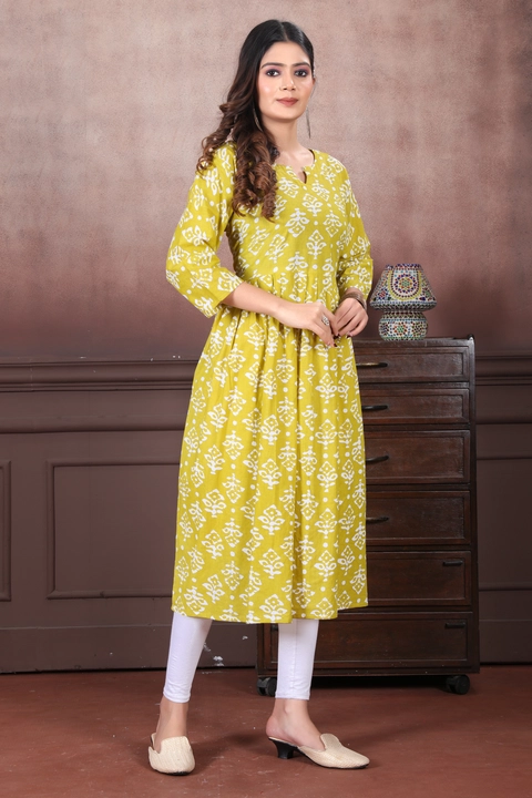 Cotton cambric Anarkali kurti uploaded by ISHAAN TEXTILES on 8/4/2023