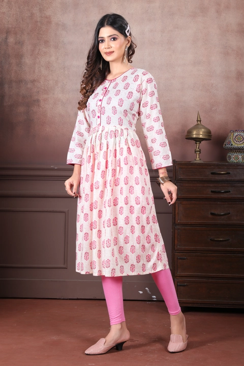 Cotton cambric anarkali kurtis Fabric-COTTON 60-60 Length:-45 Size:- XL-XXL FOR ORDER AND ENQUIRY-89 uploaded by business on 8/4/2023