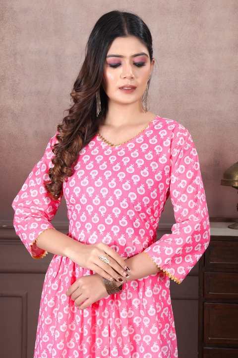 Cotton cambric anarkali kurtis Fabric-COTTON 60-60 Length:-45 Size:- XL-XXL FOR ORDER AND ENQUIRY-89 uploaded by ISHAAN TEXTILES on 8/4/2023
