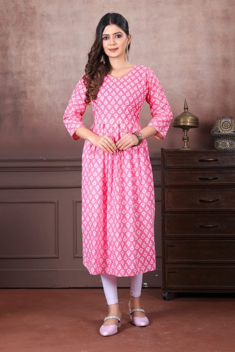 Cotton cambric anarkali kurtis Fabric-COTTON 60-60 Length:-45 Size:- XL-XXL FOR ORDER AND ENQUIRY-89 uploaded by business on 8/4/2023