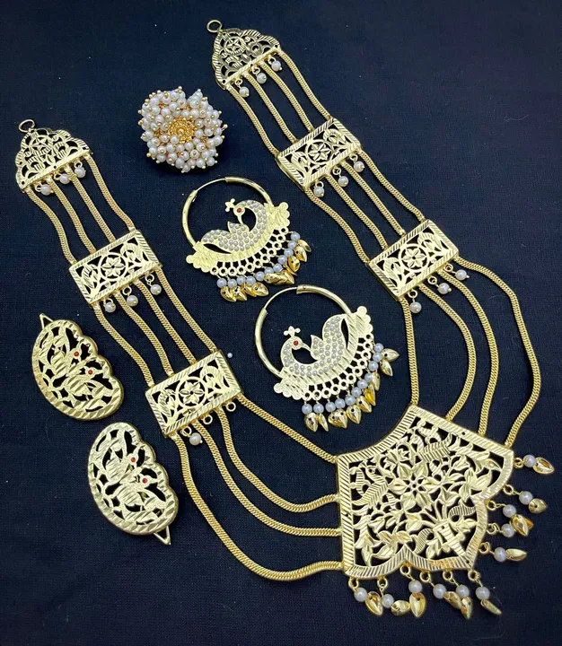 Beautiful Premium Quality Jdau Ranihaar With Earring And Tika With Adjustable Ring uploaded by Jewelery outlet on 8/4/2023