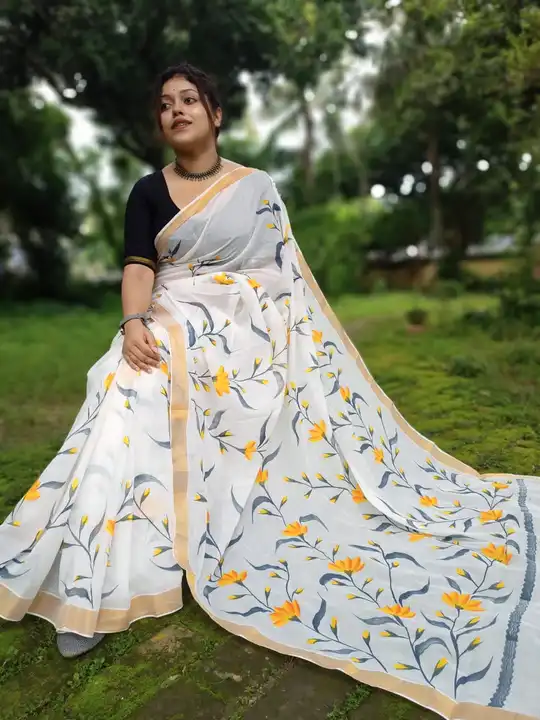 Kerala hand print saree  uploaded by business on 8/4/2023