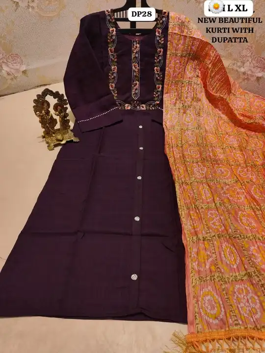 Post image Deginer suit
*SHOWROOM PIS NEW UPDET*

*DP28*

 *BEAUTIFULL HEAVY WORK STRAIGHT KURTI WITH FULL LENGHT  SINON CRUSH LESS WORK DUPATTA*

*ALL KURTI IN COTTON INNER*

*FABRIC 18 KG HEAVY RIYON*
*FOIL AND FABRIC FULL GURANTY*

*KURTI LENGHT 44"*
*DUPATTA LENGHT 2.20 MTR*

*SIZE:  XS S M L XXL RET ONLY 850

*SIZE 3XL 4XL 5XL RET ONLY 870

*LOW PRICE GARRENTY*

*BOOK FAST*

*READY STOCK*