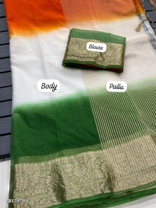 Tricolour saree uploaded by Well Products on 8/4/2023