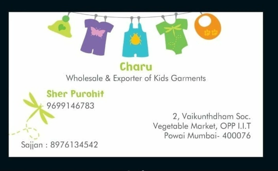 Visiting card store images of Charu Exports