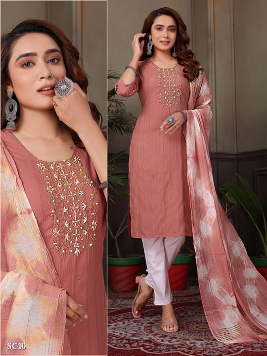 *Kurtis With Pant With Dupatta With Hand Wark*   uploaded by Sk manufacturing on 8/4/2023