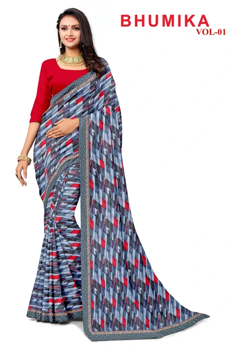 Printed lace work saree with blouse  uploaded by Kamya Sarees on 8/4/2023