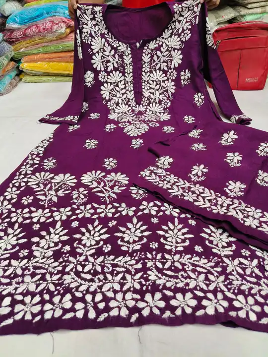 Heavy embroidery hand work kurti and Palazzo  uploaded by business on 8/4/2023