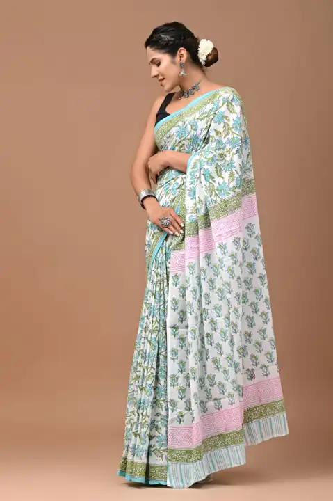Bagru block printed mul cotton saree uploaded by Print Factory Bagru on 8/4/2023