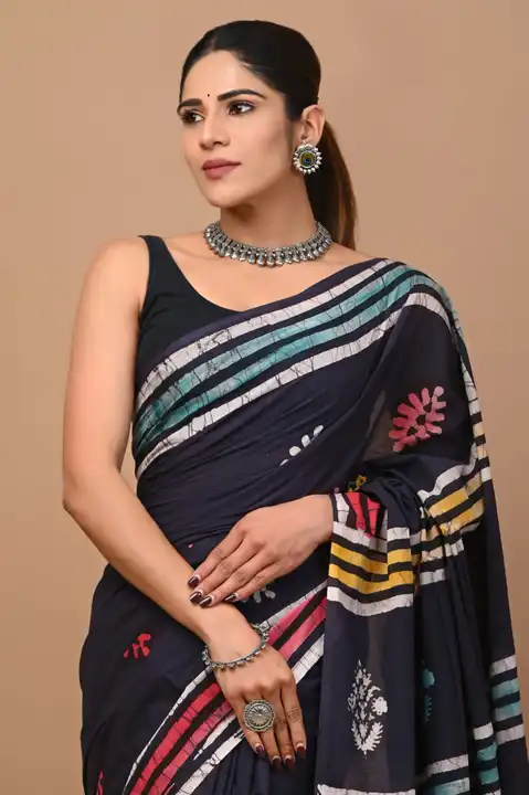 Block printed cotton saree uploaded by Print Factory Bagru on 8/4/2023