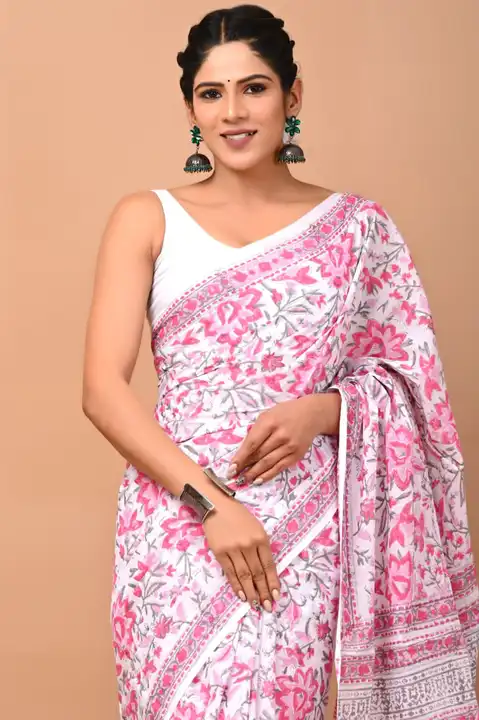 Cotton saree uploaded by Print Factory Bagru on 8/4/2023