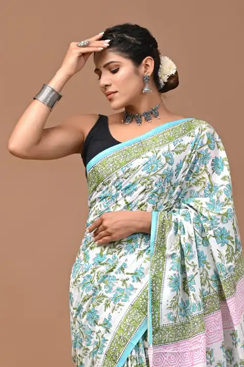 Printed cotton saree uploaded by Print Factory Bagru on 8/4/2023